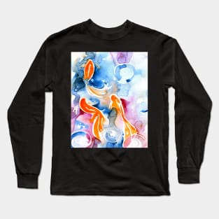 Swimming upstream - Goldfish painting Long Sleeve T-Shirt